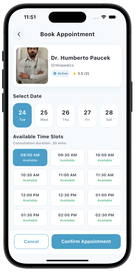 Appointly booking screen